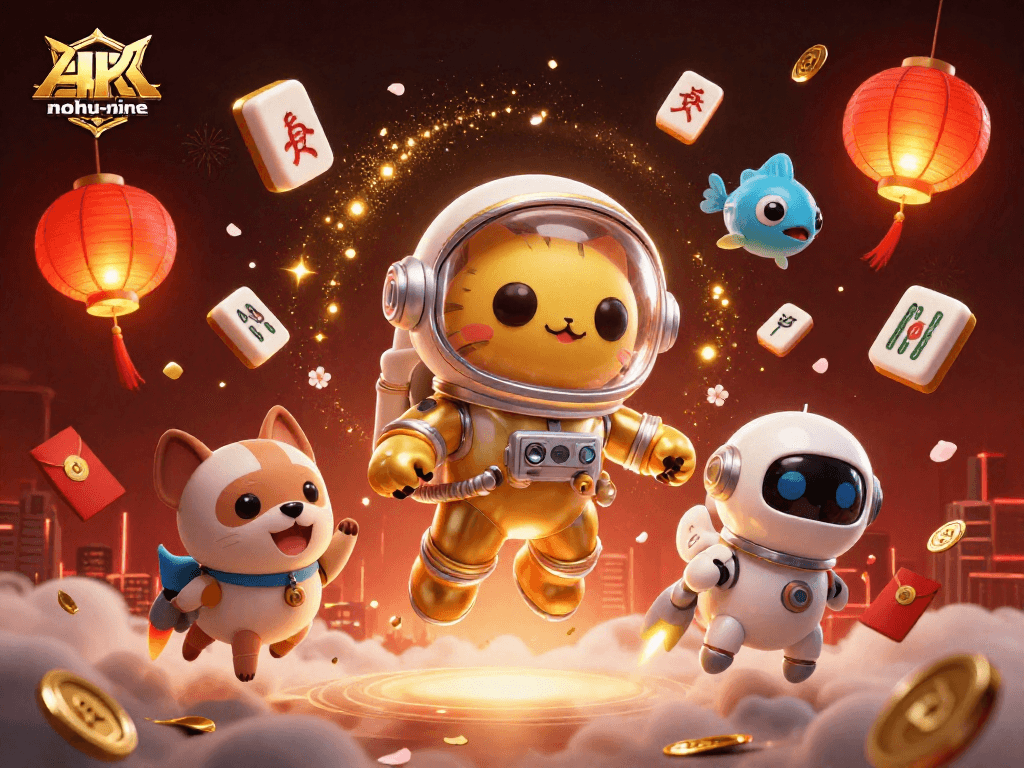 Experience the excitement of nohu-nine with vibrant casino elements in a dynamic 3D scene.