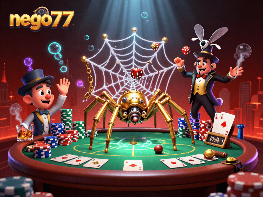 Experience exciting gameplay at nego77 with a captivating steampunk-themed casino scene.