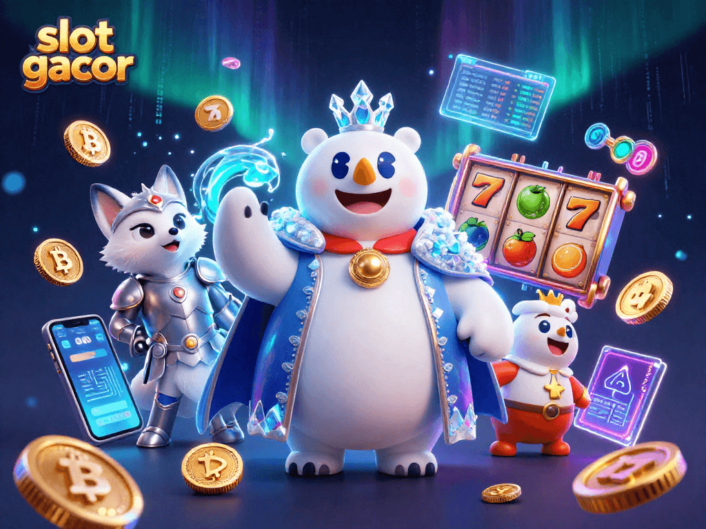Slot gacor yang mengasyikkan dengan simbol buah dan jackpot di sekelilingnya.