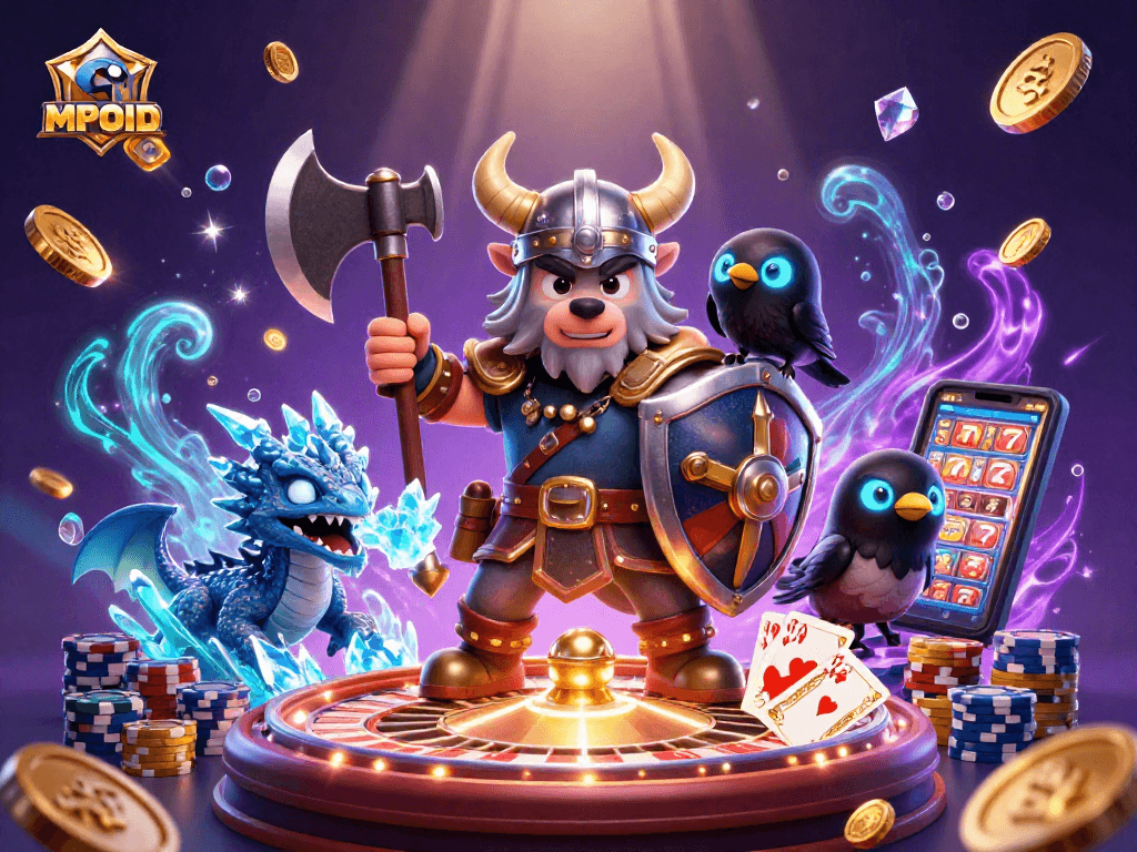 MPOID brings the thrill of gambling with Viking warriors and casino action in a dynamic fantasy scene.