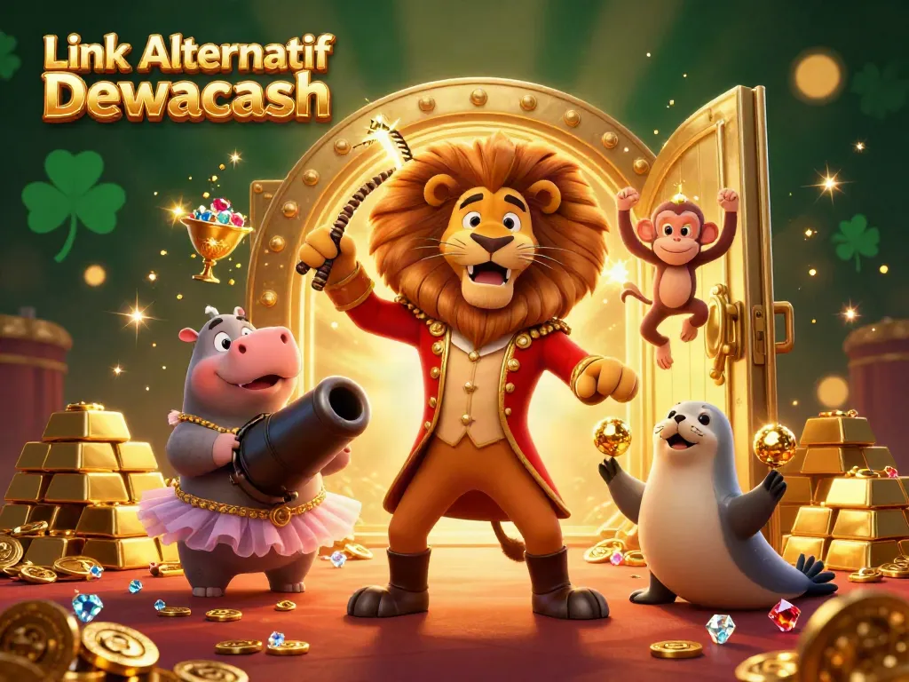 Experience the excitement of Link Alternatif Dewacash with dazzling casino characters in a vibrant scene.