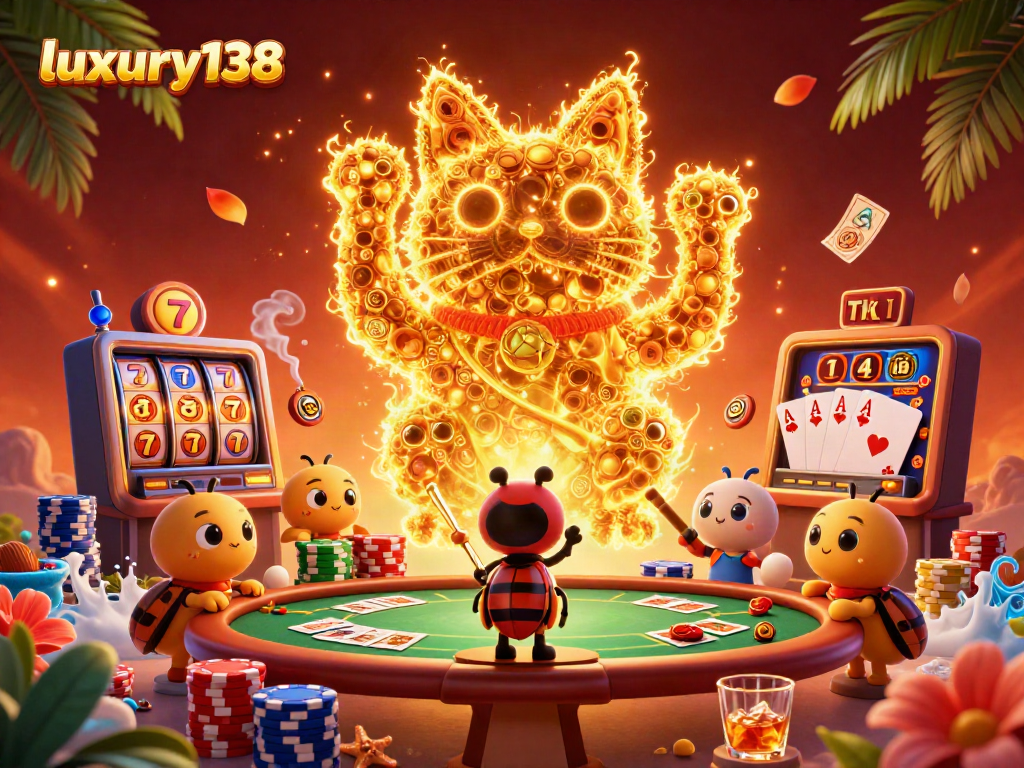Menangkan permainan di luxury138 dengan ilustrasi slot dan simbol kasino yang menarik.