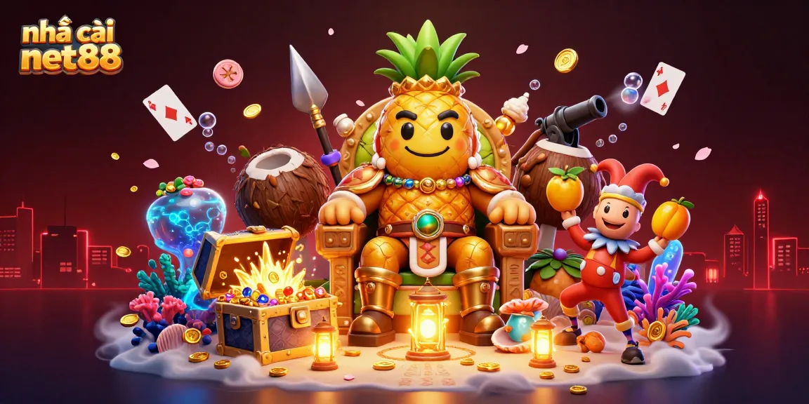 Experience the thrill of nhà cái net88 with a vibrant 3D beach casino scene packed with colorful gaming elements.