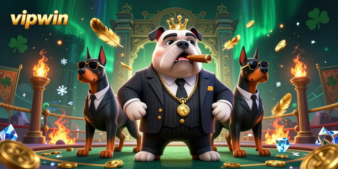Engage with vipwin's thrilling atmosphere, where the mafia bulldog and Dobermans oversee dynamic gambling excitement.
