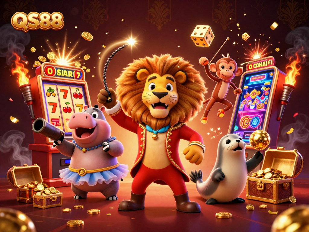 Experience thrilling wins at QS88 with vibrant casino characters and dynamic gaming elements.