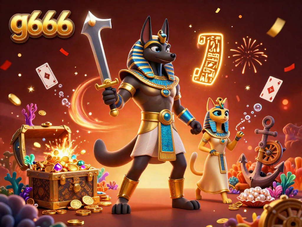 Experience thrilling adventures with g666 in this vibrant casino-themed scene featuring ancient warriors and treasures.