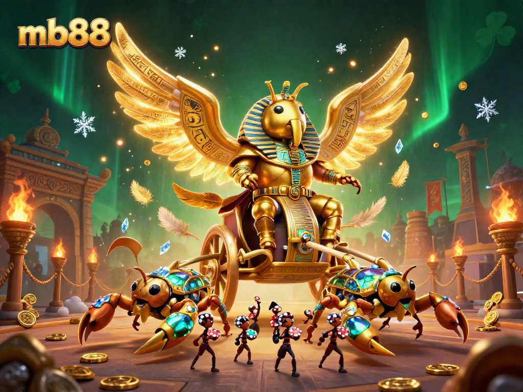 Engage in thrilling gameplay at mb88 with a dynamic scene featuring vibrant characters and rich casino elements.