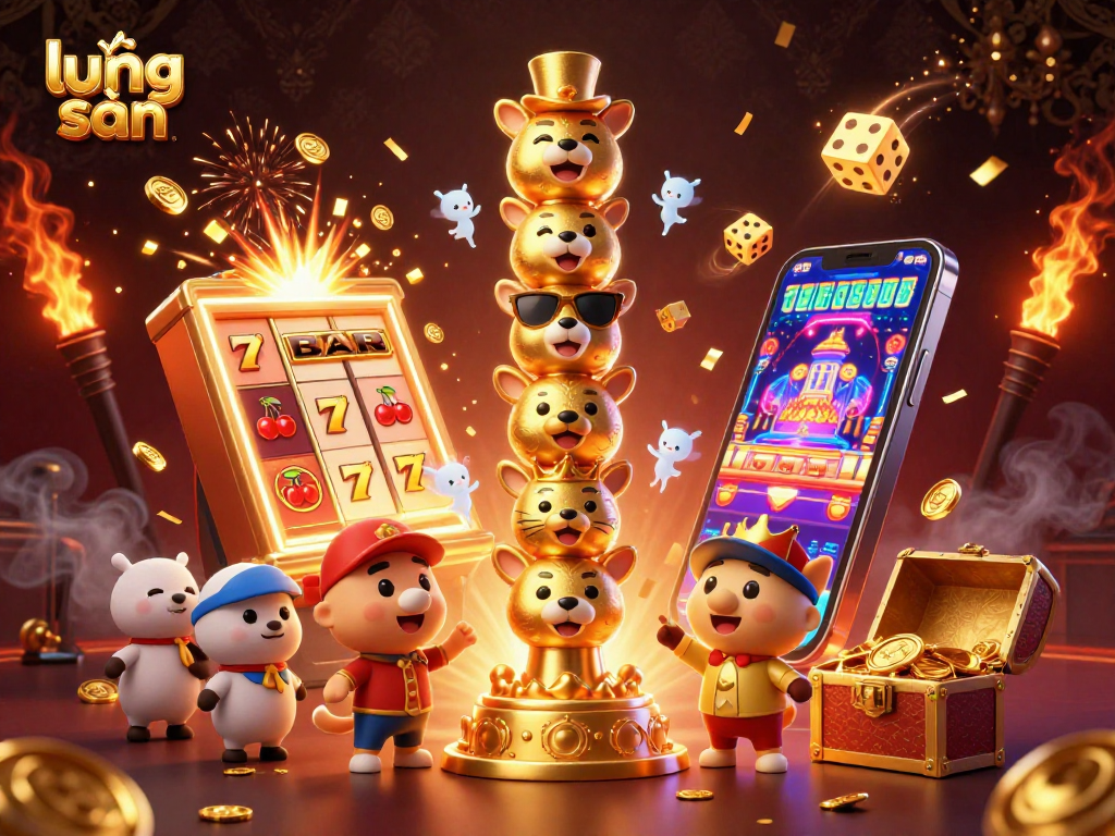 Engage with lương sơn by experiencing vibrant casino scenes filled with dynamic slot machines and golden treasures.