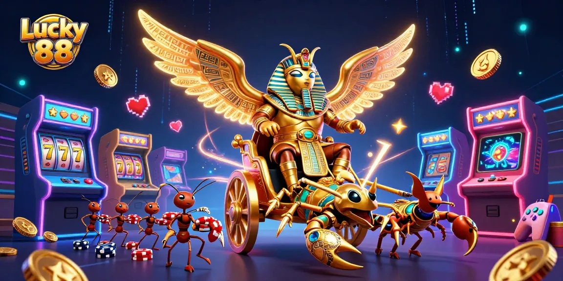 Engage in the excitement of Lucky 88 with vibrant 3D gaming elements and animated characters.