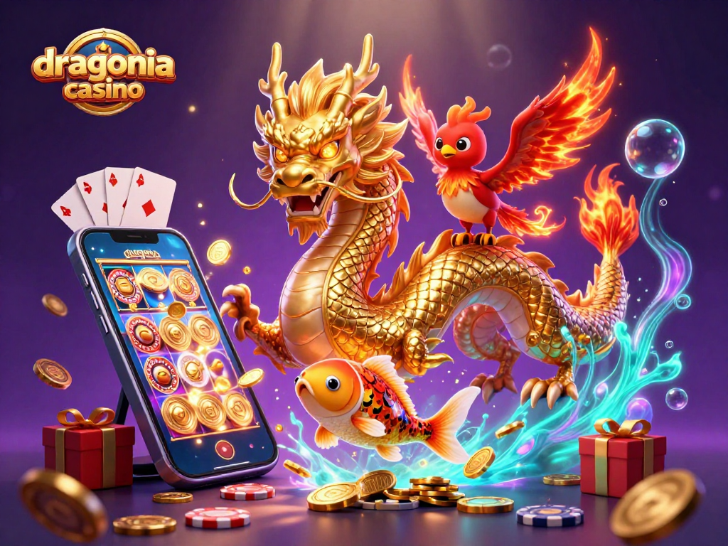 Plongez dans l'univers de dragonia casino avec un dragon captivant, un phoenix, et de nombreux jeux de casino.