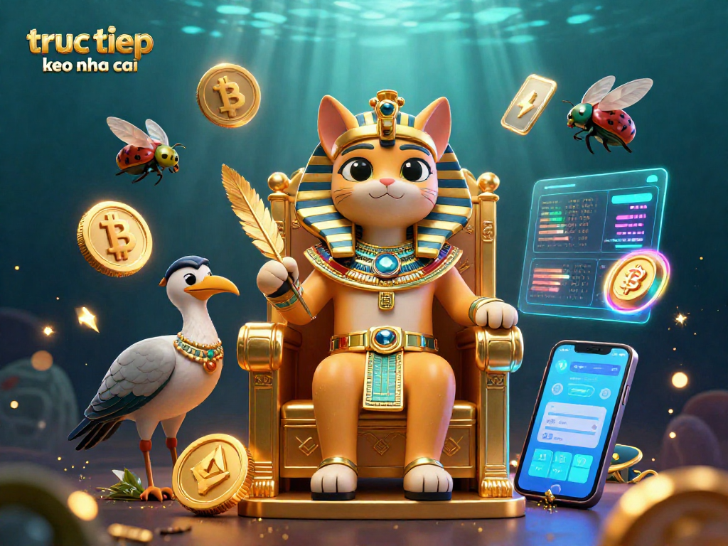 Bet on truc tiep keo nha cai as the Egyptian pharaoh cat guides gamblers in a vibrant crypto casino