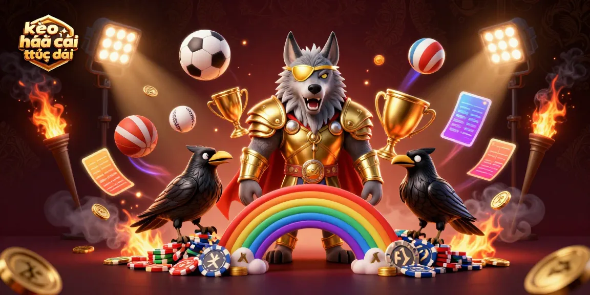 Engage with the action of kèo nhà cái trực tiếp in a vibrant casino-like setting, featuring Norse and sports elements.