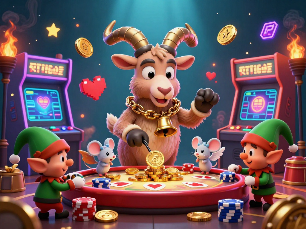 Engage in ON68's festive horror casino with an energetic Krampus goat and mischievous elves.