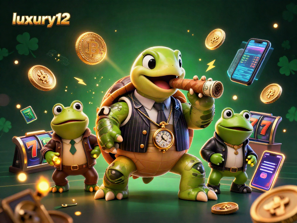 Engage in thrilling casino action with luxury12 featuring a vibrant and animated 3D turtle ensemble.