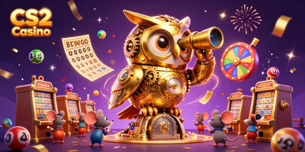 Experience the excitement at CS2 Casino with animated characters and dynamic lottery elements.