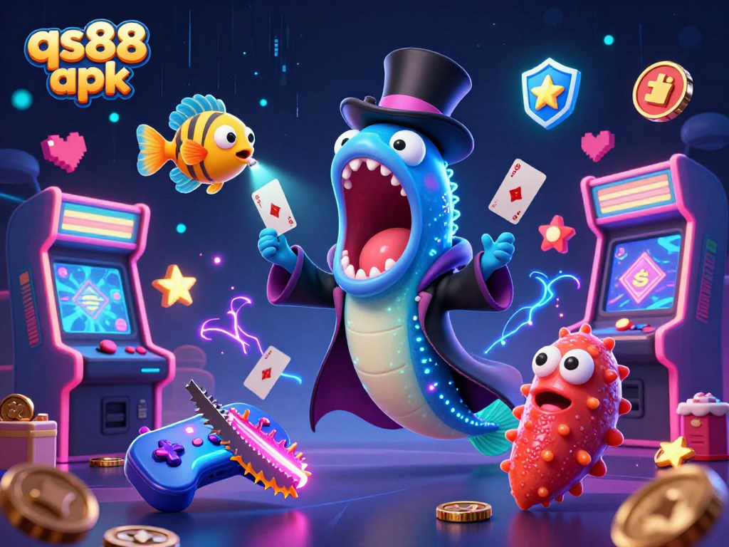 Engage with the qs88 apk through this vibrant casino-themed illustration showcasing a magical underwater world.