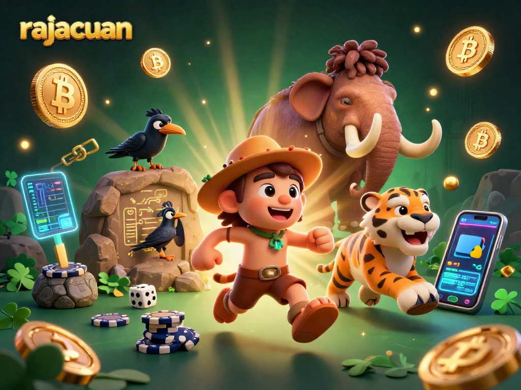 Engage in thrilling gambling with rajacuan at a prehistoric casino featuring crypto coins.
