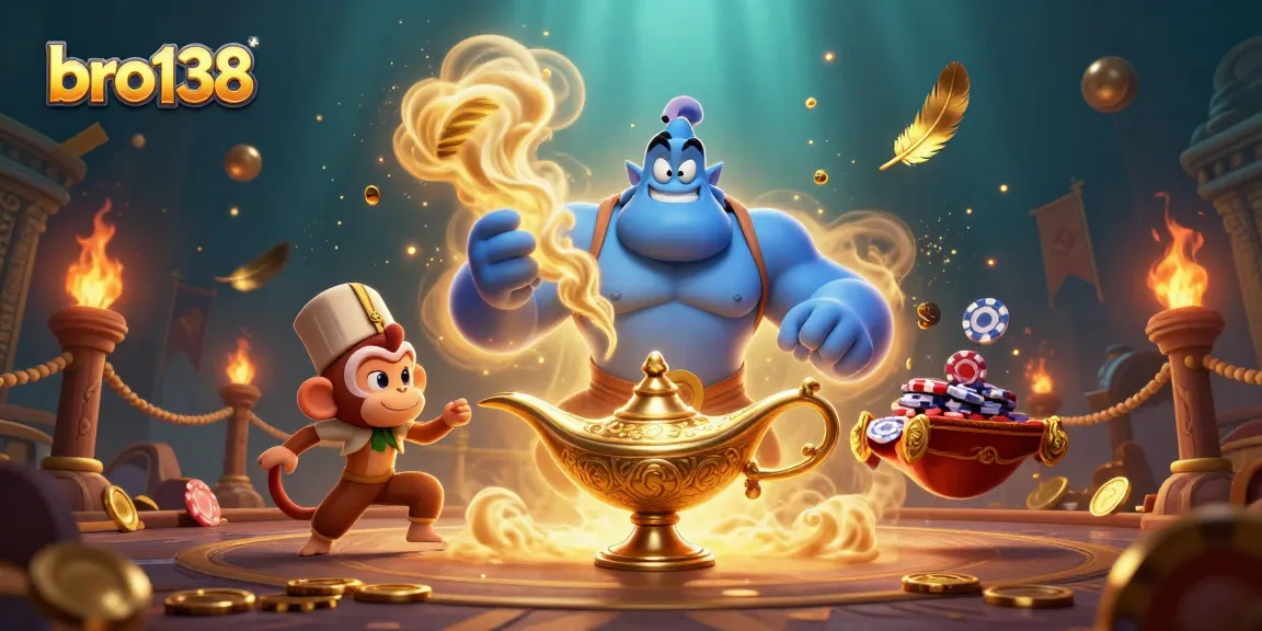 Menangkan permainan taruhan slot di bro138 dengan jin dan koin emas yang menyala!