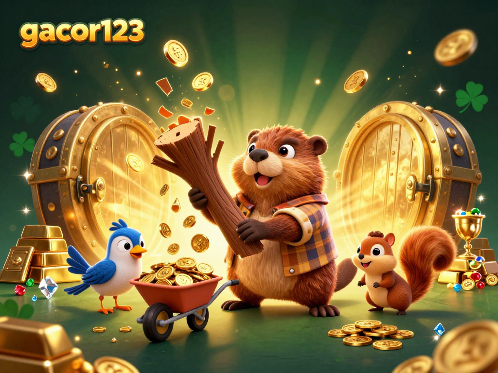 Revel in excitement at gacor123 as cartoon characters earn gold coins from an enchanted tree!