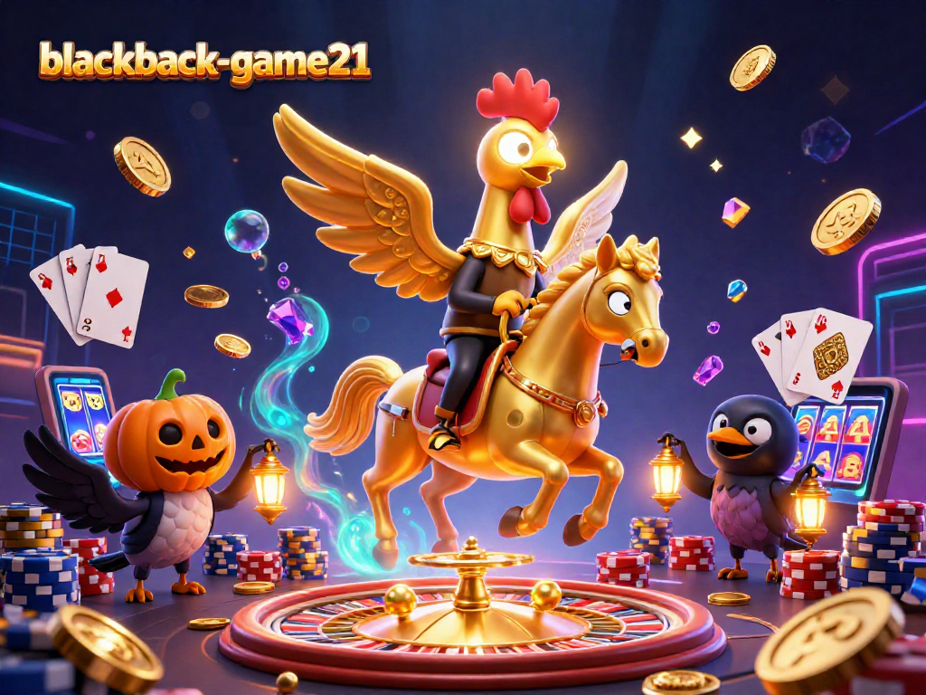 Experience thrilling blackjack-game21 action with lively characters amid a vibrant casino backdrop.