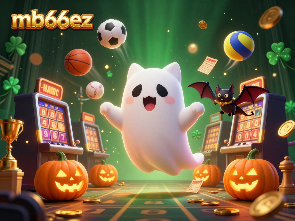 Make winning bets with mb66ez in this vibrant haunted casino scene!