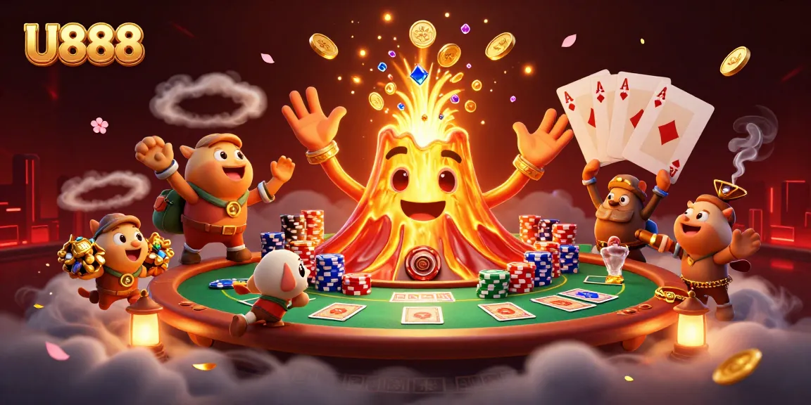 Experience exhilarating wins with U888 at a vibrant casino scene featuring treasure and poker excitement.