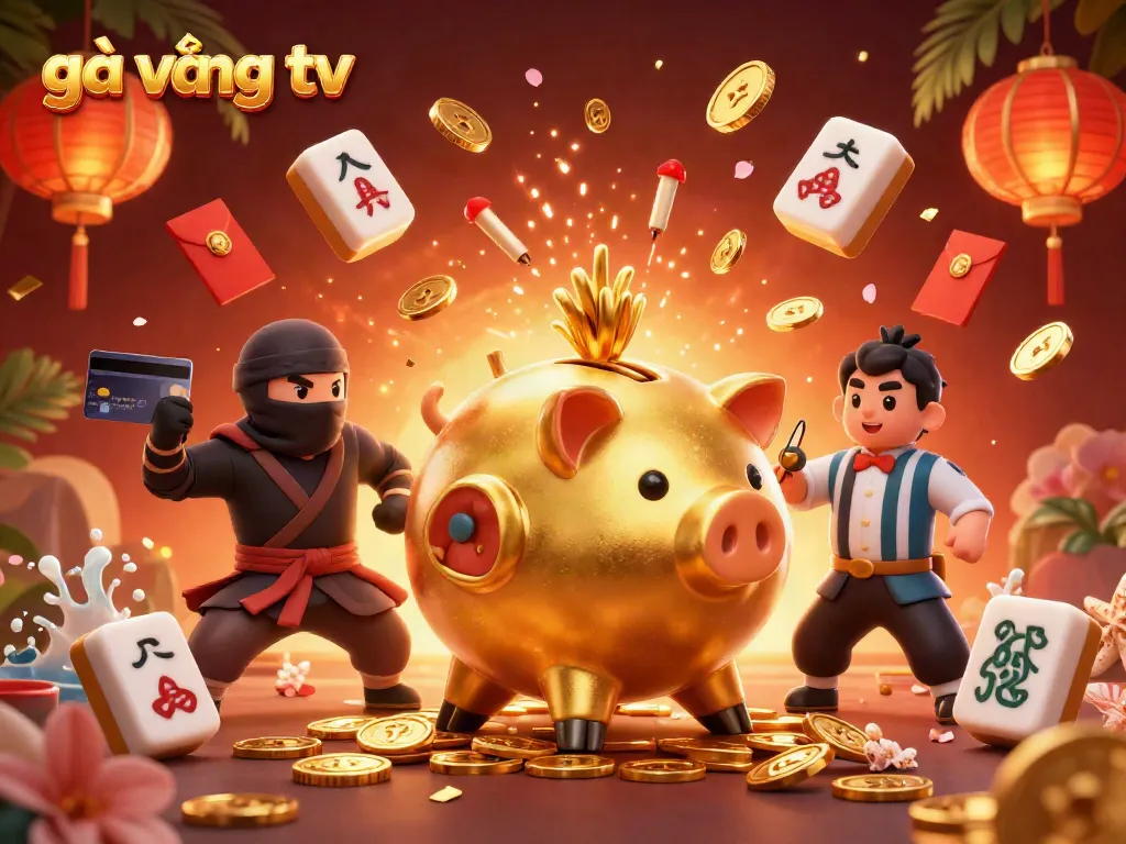 Experience thrilling gameplay with gà vàng tv in an ultra-detailed 3D illustration featuring vibrant gaming elements.