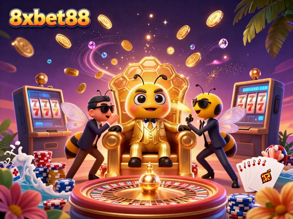 Experience winning moments at 8xbet88 with vibrant casino elements and characters.