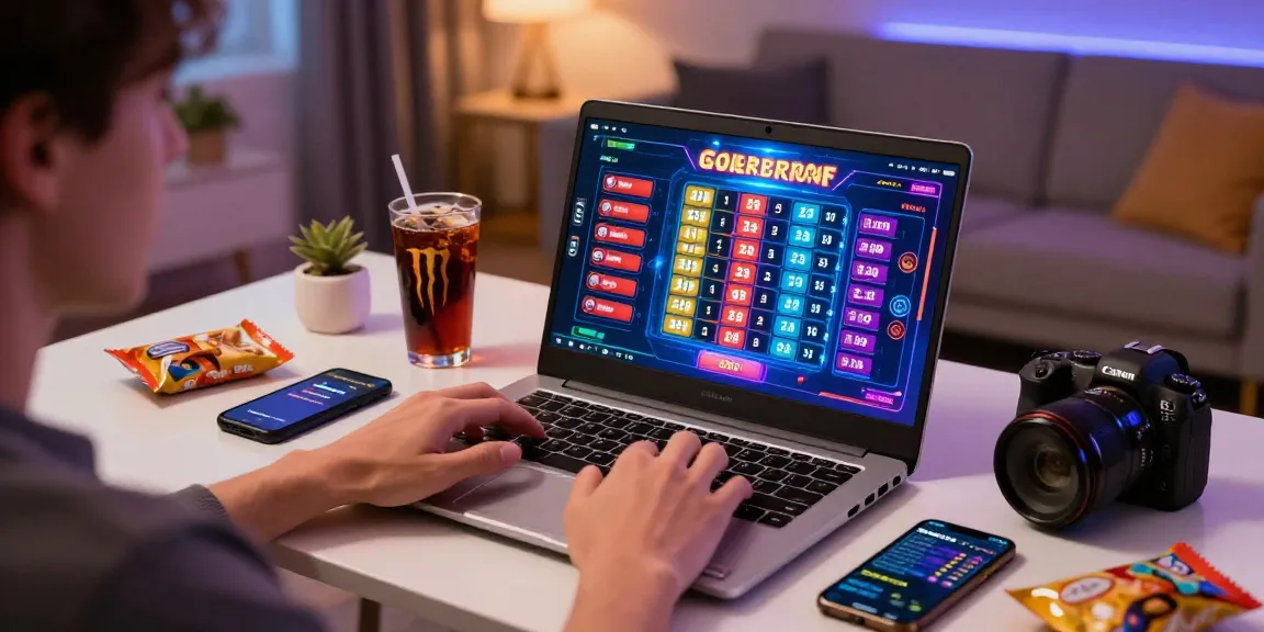 Pengguna bandar togel terpercaya bermain di laptop dengan suasana nyaman.