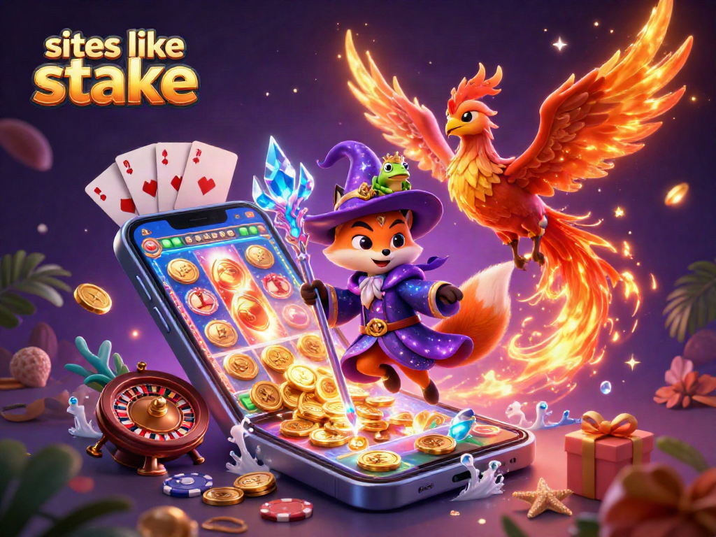 Engage with immersive games like sites like stake featuring colorful slots, poker elements, and charming characters.