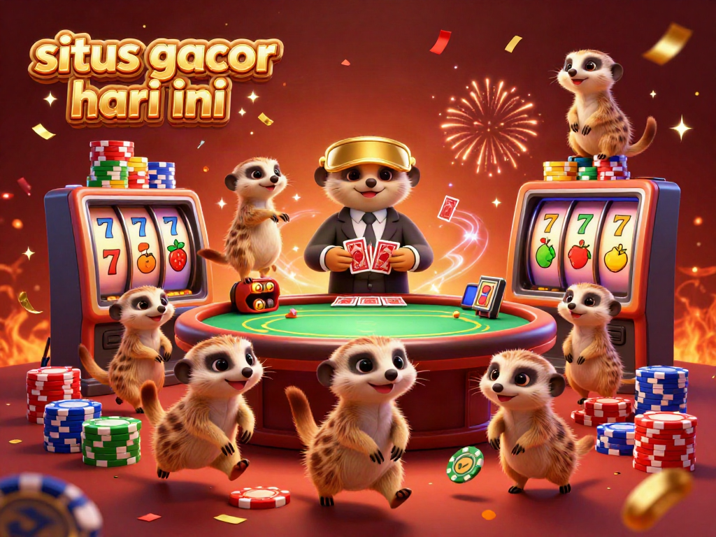 Menghibur para pemain situs gacor hari ini dengan koloni meerkat menjalankan operasi kasino lengkap, dipenuhi dengan elemen slot yang menarik.