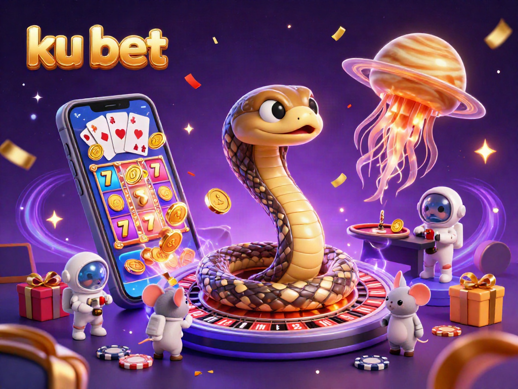 Placing bets on the ku bet roulette ring with vibrant casino elements around.