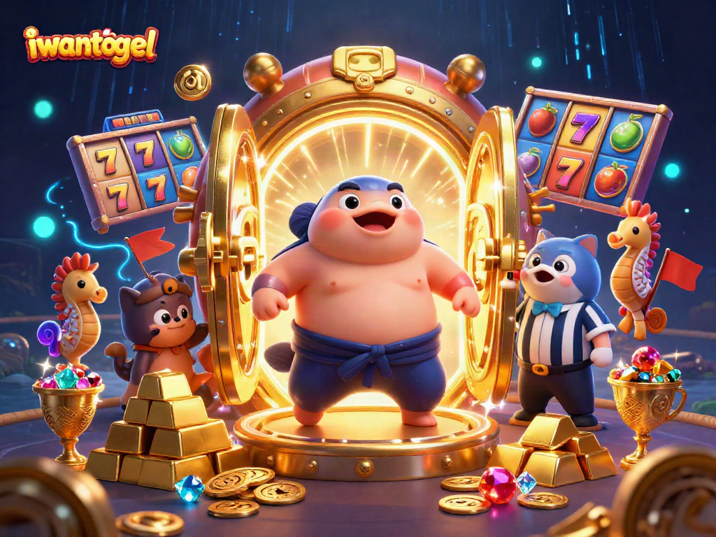 Engage with iwantogel's thrilling chance while a vibrant fugu and wise catfish referee lead the action!