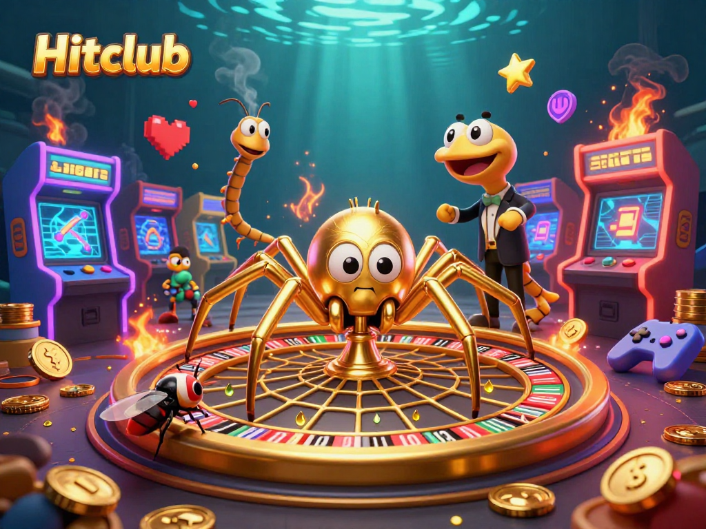 Experience the thrill of Hitclub with a golden roulette wheel and vibrant gaming action.