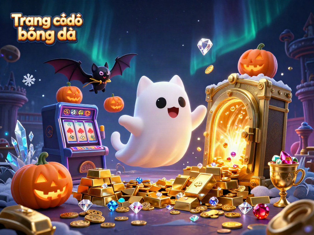 Engage in Trang cá độ bóng đá with dynamic visuals of a ghost cat and treasures in a haunted casino.