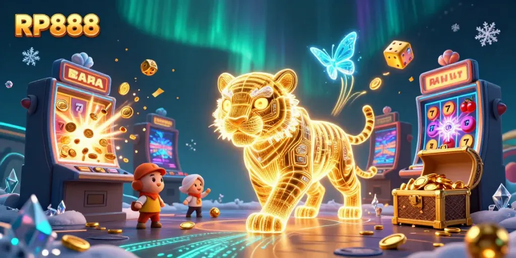 Experience the thrilling RP888 digital casino adventure with vibrant 3D characters and gaming elements.