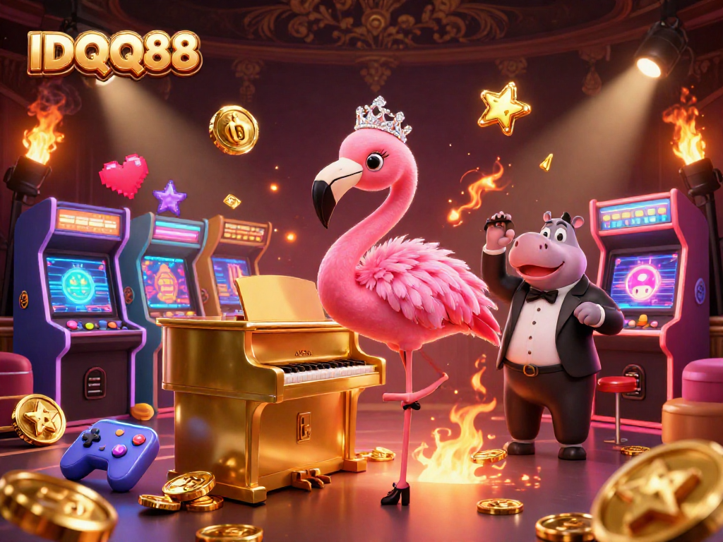 Experience IDQQ88's vibrant casino scene with lively characters and dynamic gameplay elements.