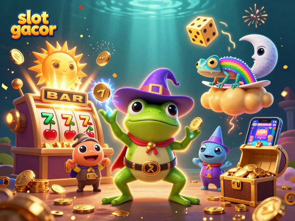 Slot gacor menunjukkan gulungan slot ramai dengan koin emas mengalir, menciptakan pengalaman kasino yang mengasyikkan.