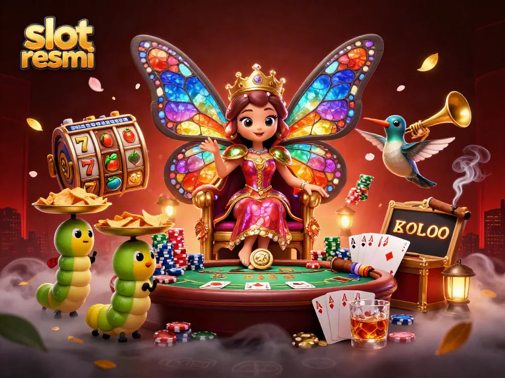 Engage with slot resmi as a vibrant butterfly queen reigns over a magical casino world