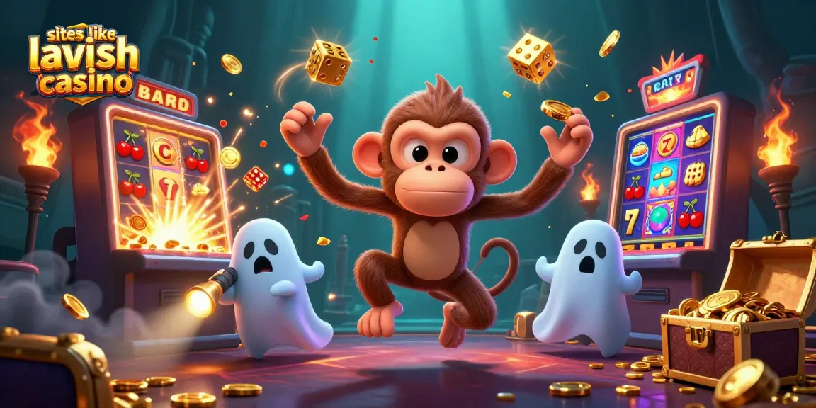 Experience the excitement of sites like Lavish Luck Casino with a playful poltergeist monkey and ghost-hunter puppy!