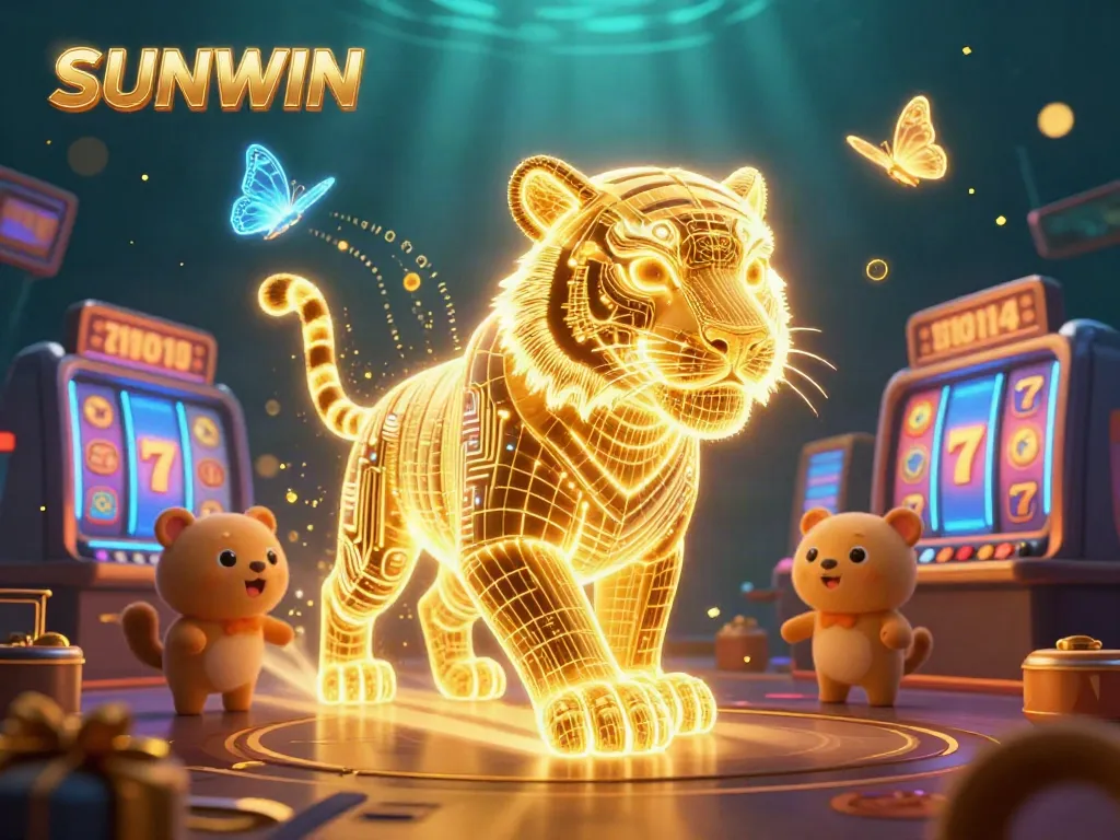 Experience thrilling gameplay with SUNWIN at this vibrant, animated digital casino scene.
