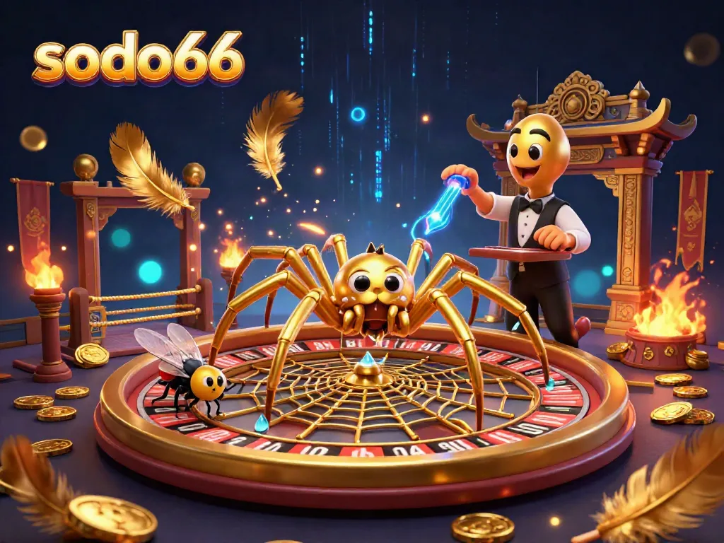 Experience thrilling bets with sodo66 at this vibrant 3D casino scene featuring unique characters and dynamic elements.