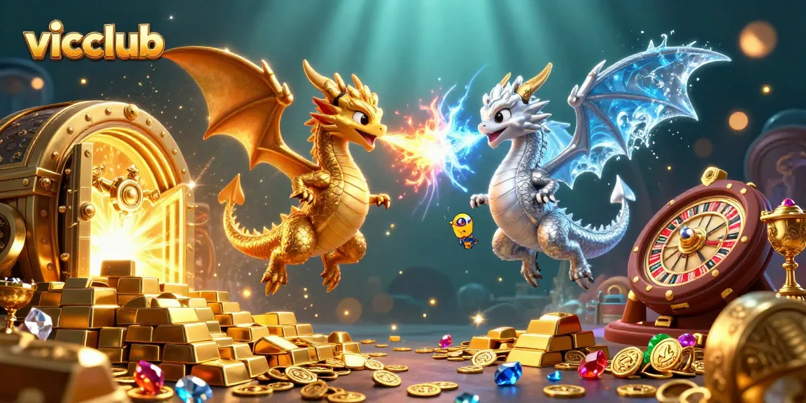 Engage in thrilling play at vicclub with 3D dragons, gold treasures, and dynamic casino elements
