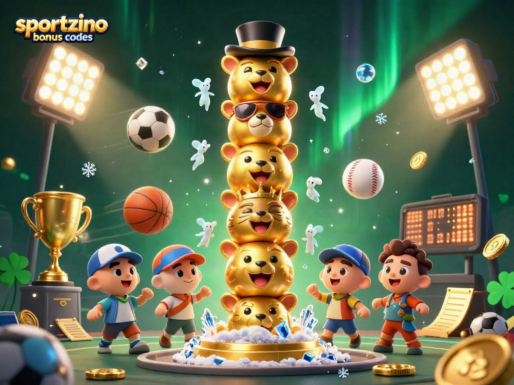 Claim rewards with Sportzino bonus codes in an action-packed casino illustration.