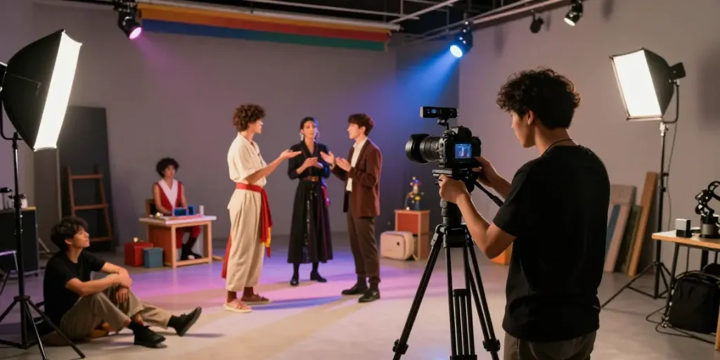 Fotografi profesional nusa88 memperlihatkan momen teater yang menarik dengan aktor dan pencahayaan panggung.