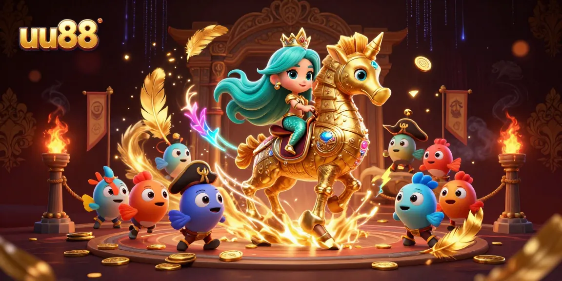 Experience thrilling adventures with uu88 in a vibrant underwater casino scene featuring mermaid princesses and treasures.