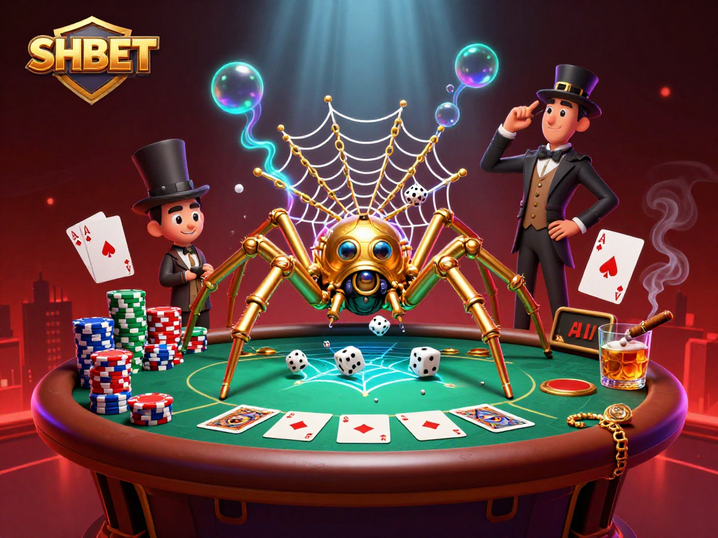 SHBET engages players in an exhilarating 3D casino experience filled with animated poker elements.