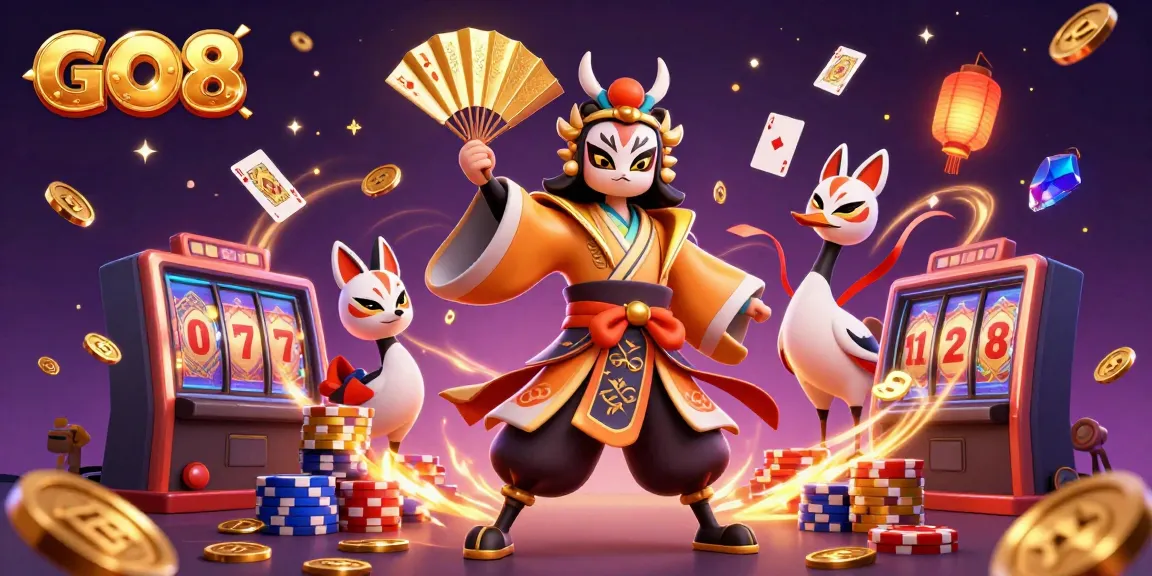 Experience thrilling gameplay at GO8 with vibrant visuals of cascading coins and exciting casino elements.