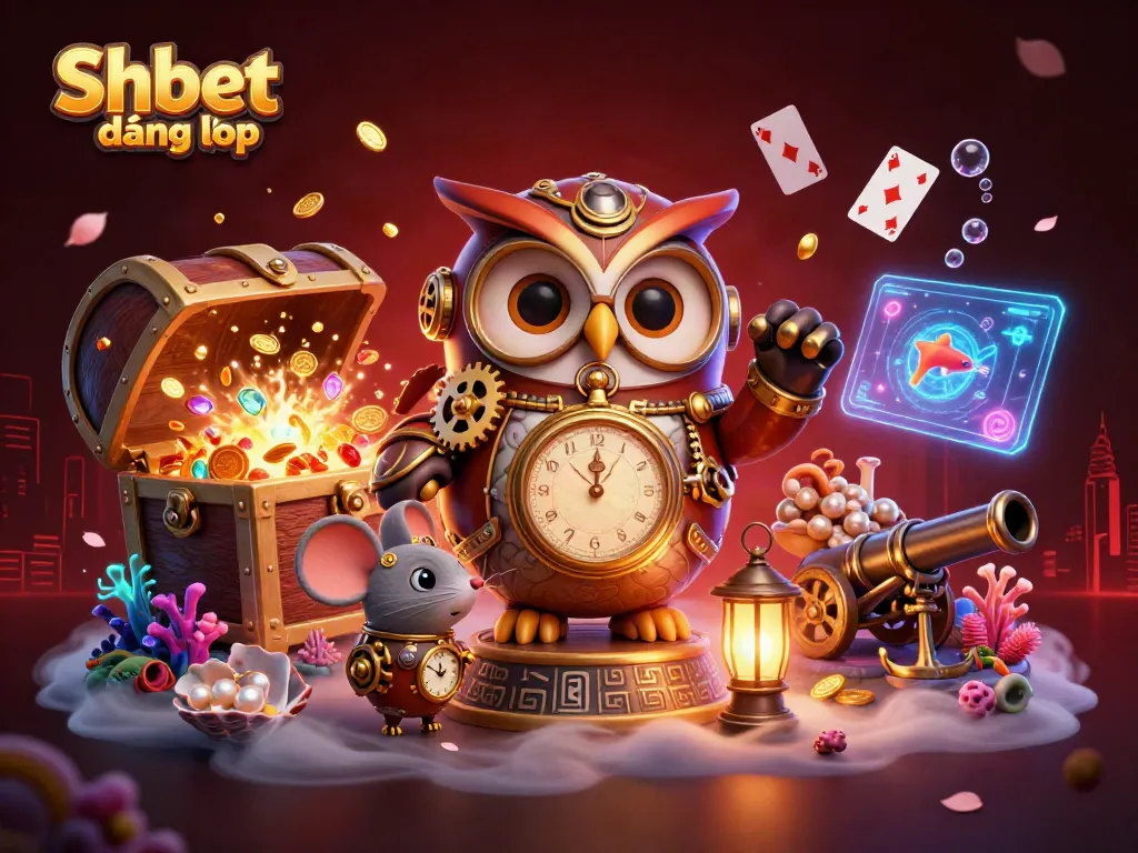 Experience dynamic casino action with Shbet đăng nhập, featuring a time-traveler owl and steampunk elements.