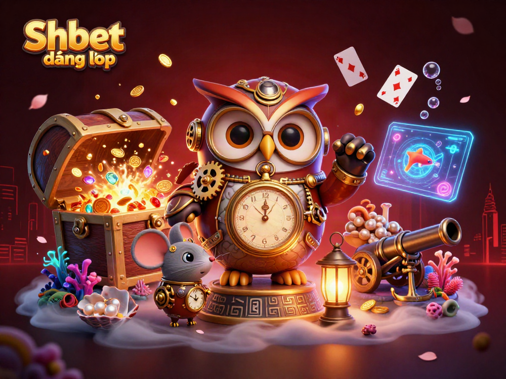 Experience dynamic casino action with Shbet đăng nhập, featuring a time-traveler owl and steampunk elements.
